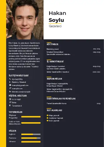 Gazeteci CV Örnekleri cv indir